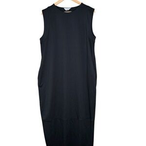 NWT Primark Black Sleeveless Midi Dress M Pockets Minimalist Capsule Chic